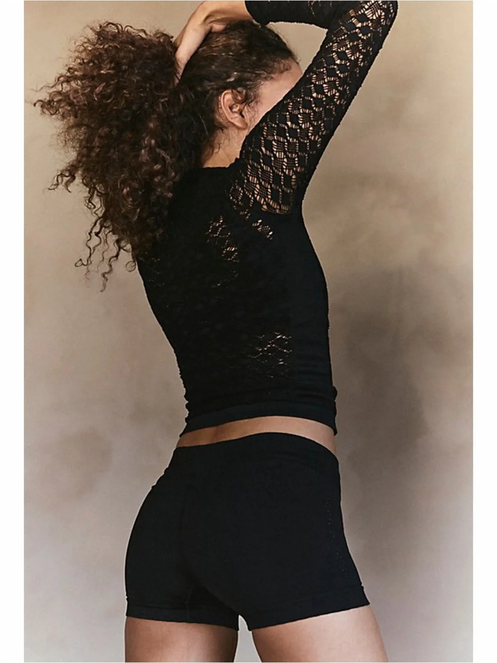 FREE PEOPLE Black Diamond Lace Mockneck Top